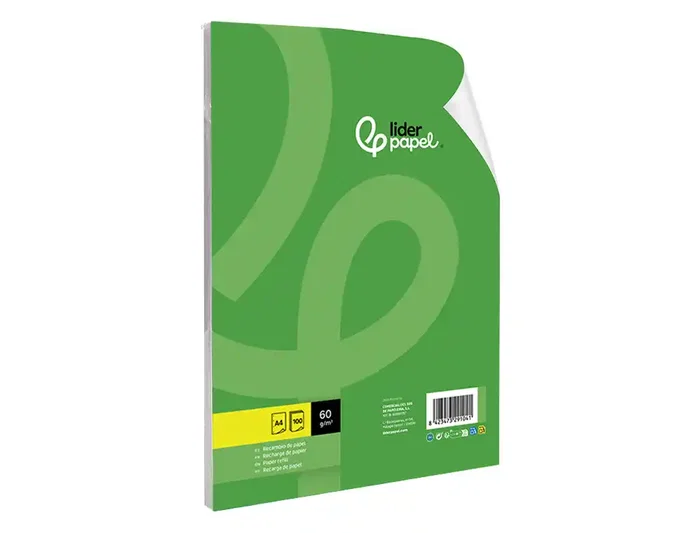 Liderpapel Recambio A4 100 Hojas 60gr Liso Sin Margen 4 Taladros