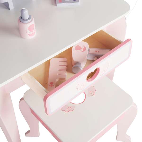 Woomax Tocador Infantil de Madera con Silla 50x34x92 cm, a partir de 3 años