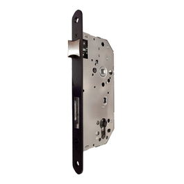 Micel Cerradura Cre06 de Embutir para Perfil Europeo, Entrada 50 mm, Distancia entre Ejes 85 mm, Leva Larga L15, Acabado Negro, Picaporte Reversible