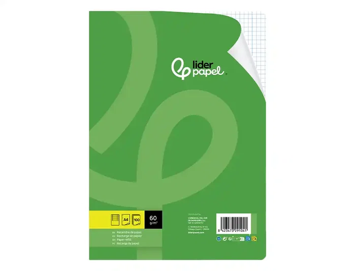 Liderpapel Recambio A4 100 Hojas Milimetrado Sin Margen 4 Taladros Liderpapel Recambio A4 100 Hojas Milimetrado Sin Margen 4 Taladros