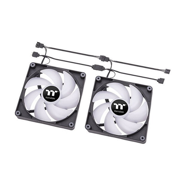 Thermaltake CT120 - Pack de 2 Ventiladores para PC 120mm ARGB Sync, 500-2000 RPM, Flujo de Aire 57.05 CFM, Negro/Blanco