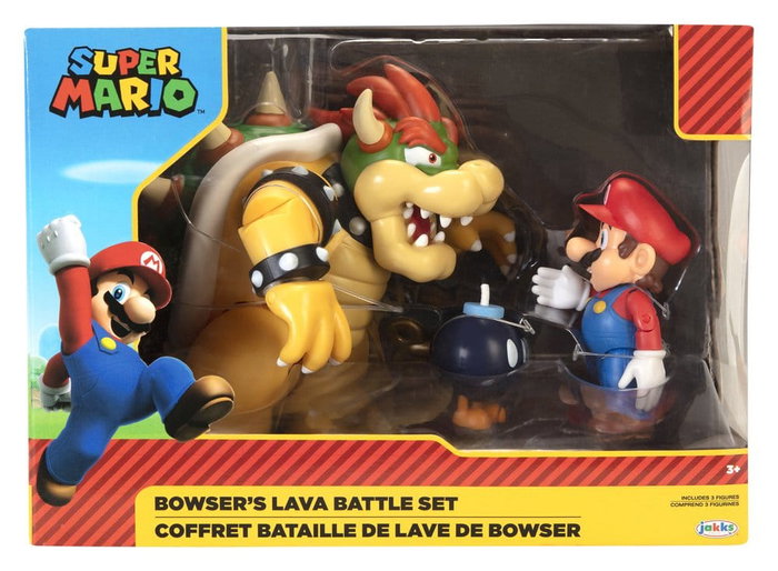 JAKKS PACIFIC Super Mario VS. Bowser Serie 1 - Pack de Figuras Mario vs. Bowser Lava Battle