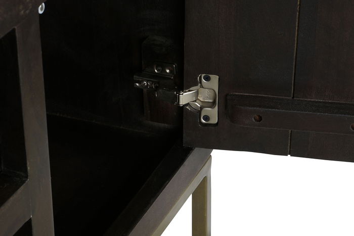 DKD Home Decor Rombo Gold Mueble TV Moderno Marrón Dorado 140 x 55 x 40 cm Acacia Metal Puertas