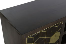 DKD Home Decor Rombo Gold Mueble TV Moderno Marrón Dorado 140 x 55 x 40 cm Acacia Metal Puertas