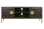 DKD Home Decor Rombo Gold Mueble TV Moderno Marrón Dorado 140 x 55 x 40 cm Acacia Metal Puertas