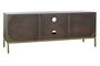 DKD Home Decor Rombo Gold Mueble TV Moderno Marrón Dorado 140 x 55 x 40 cm Acacia Metal Puertas