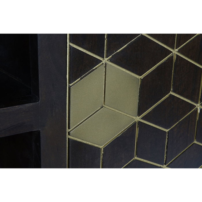 DKD Home Decor Rombo Gold Mueble TV Moderno Marrón Dorado 140 x 55 x 40 cm Acacia Metal Puertas