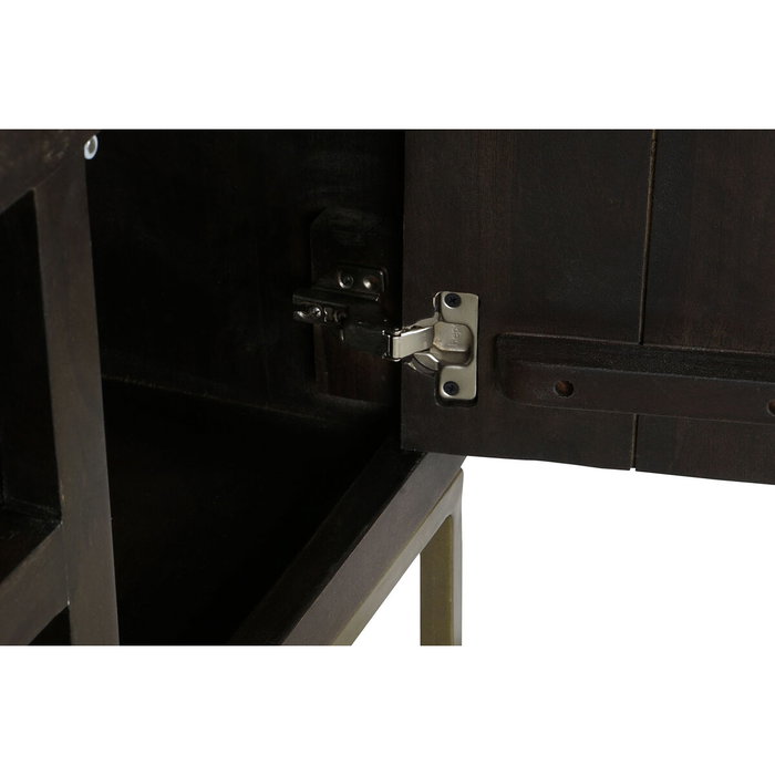 DKD Home Decor Rombo Gold Mueble TV Moderno Marrón Dorado 140 x 55 x 40 cm Acacia Metal Puertas