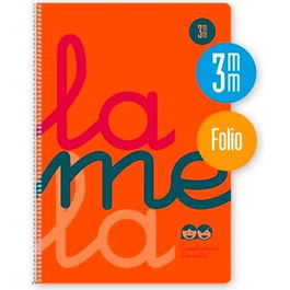 Lamela Cuaderno Espiral 80H Folio 90 gr Cuadrovía 3 mm C-Margen Cubierta Pp Naranja Fluorescente (Set de 5) (Set de 5)