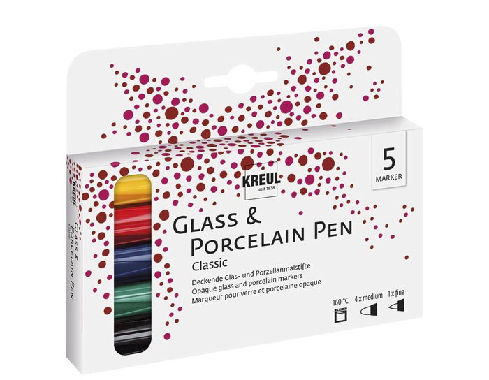Kreul Set de 5 rotuladores vidrio y porcelana GLASS&PORCELAIN Classic brillante 2-4mm Kreul Set de 5 rotuladores vidrio y porcelana GLASS&PORCELAIN Classic brillante 2-4mm