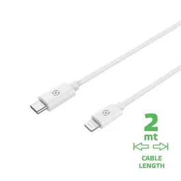Celly USBLIGHTC2MWH Cable USB Tipo C a Lightning 2 Metros Blanco para iPhone 12/11/XR/XS/8/7