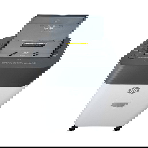 HP OneShred Auto 100CC Trituradora de Papel de Corte Cruzado Blanco, 100 Hojas, 17 L, 4.3 x 12 mm, Nivel de Seguridad P-4, para A4, con Triturador de Tarjetas, 68 dB