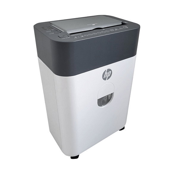HP OneShred Auto 100CC Trituradora de Papel de Corte Cruzado Blanco, 100 Hojas, 17 L, 4.3 x 12 mm, Nivel de Seguridad P-4, para A4, con Triturador de Tarjetas, 68 dB
