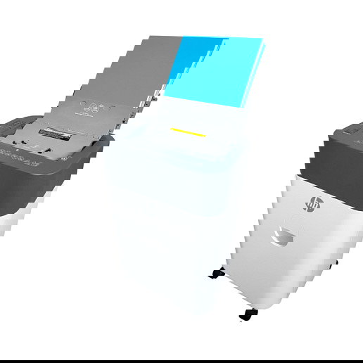 HP OneShred Auto 100CC Trituradora de Papel de Corte Cruzado Blanco, 100 Hojas, 17 L, 4.3 x 12 mm, Nivel de Seguridad P-4, para A4, con Triturador de Tarjetas, 68 dB