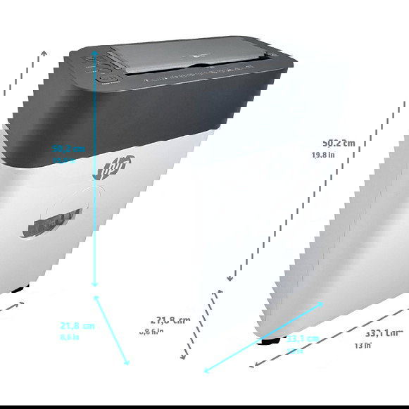 HP OneShred Auto 100CC Trituradora de Papel de Corte Cruzado Blanco, 100 Hojas, 17 L, 4.3 x 12 mm, Nivel de Seguridad P-4, para A4, con Triturador de Tarjetas, 68 dB