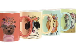 DKD Home Decor Mug Moderno Verde Turquesa Porcelana New Bone 12 Unidades 8 x 9.5 x 12 cm