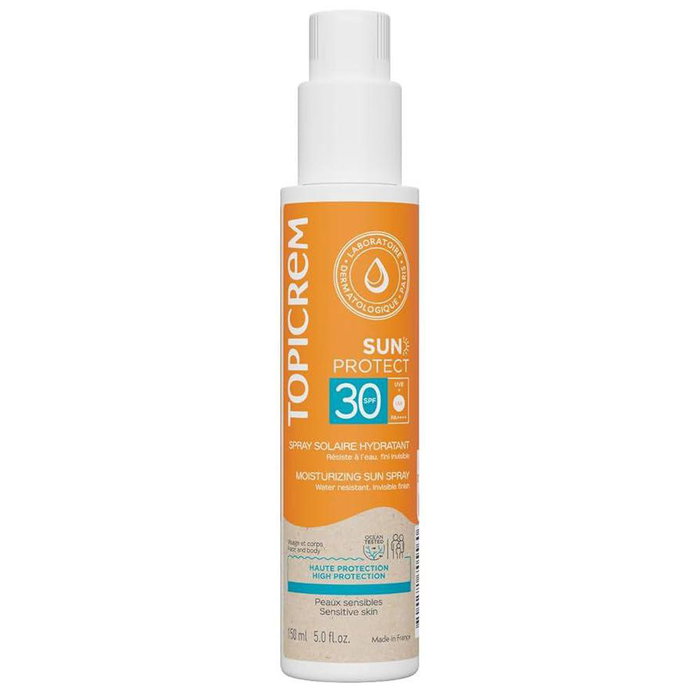 Topicrem Spray Solar Protector Hidratante SPF30 para Rostro y Cuerpo, 150 ml, Pieles Sensibles, Niños desde 3 años Topicrem Spray Solar Protector Hidratante SPF30 para Rostro y Cuerpo, 150 ml, Pieles Sensibles, Niños desde 3 años