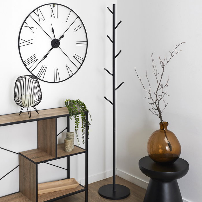 Home Deco Factory Perchero Loka Negro Colección Essentiel Hierro 173cm