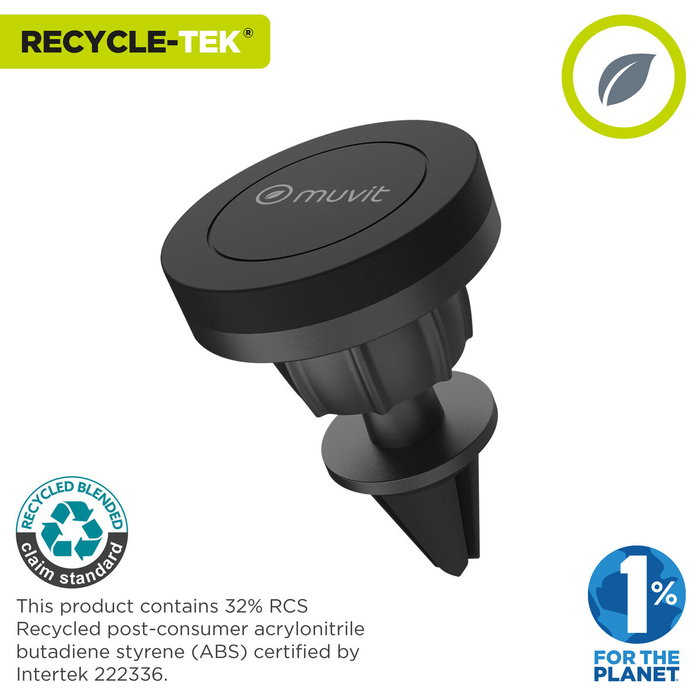 Muvit MCCHL0001 Soporte de Móvil Magnético para Coche con Pinza para Rejilla de Aire Acondicionado Universal