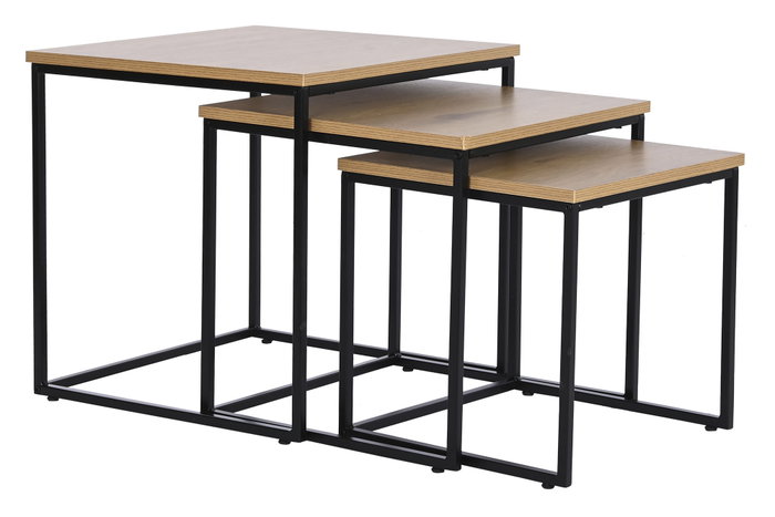 DKD Home Decor Set de 3 Mesitas Auxiliares de Metal y MDF