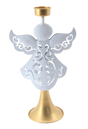 DKD Home Decor Candelabro de Metal Ángel Blanco y Dorado