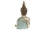 DKD Home Decor Figura Decorativa de Buda Oriental de Resina Turquesa y Dorada con unas medidas de 12 x 22 x 12 cm