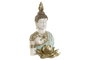 DKD Home Decor Figura Decorativa de Buda Oriental de Resina Turquesa y Dorada con unas medidas de 12 x 22 x 12 cm