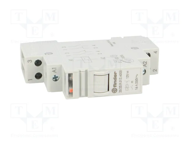 FINDER 20.23 Relé de instalación biestable 12V DC 16A NC + NA