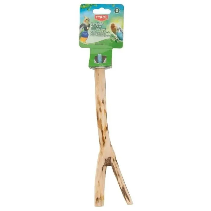 Tyrol Percha de Rama para Pájaros TYR3281018691016, Accesorio de Madera Natural, Tamaño L 30cm