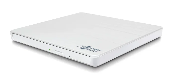 Hitachi-LG Unidad de Disco Óptico Portátil Ultra Slim DVD±RW Blanca, USB 2.0, 8x, Compatible con M-DISC, Silent Play, Windows 10 y Mac OS