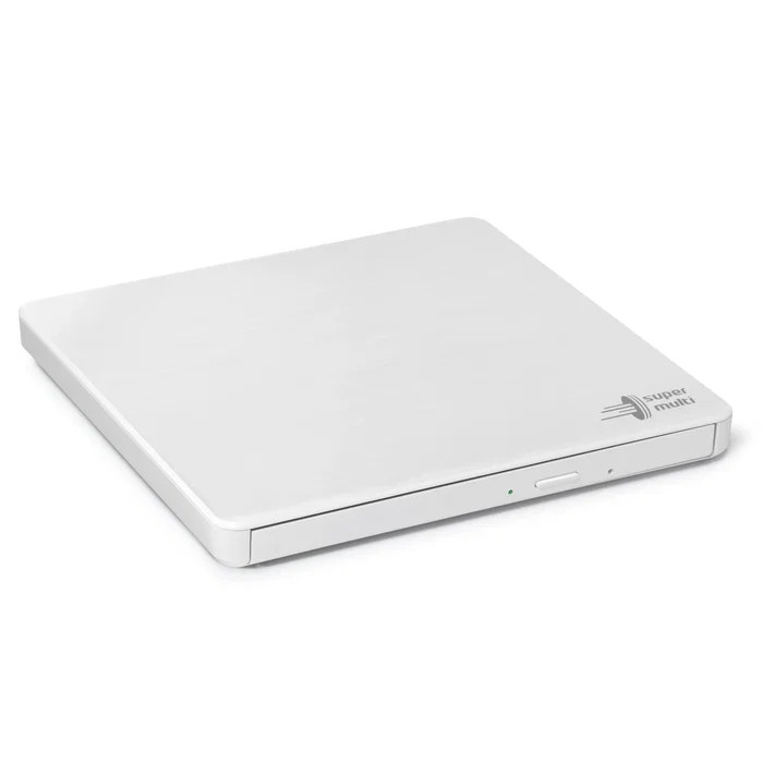 Hitachi-LG Unidad de Disco Óptico Portátil Ultra Slim DVD±RW Blanca, USB 2.0, 8x, Compatible con M-DISC, Silent Play, Windows 10 y Mac OS