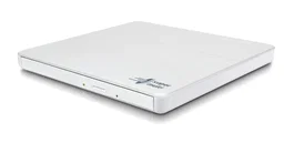 Hitachi-LG Unidad de Disco Óptico Portátil Ultra Slim DVD±RW Blanca, USB 2.0, 8x, Compatible con M-DISC, Silent Play, Windows 10 y Mac OS