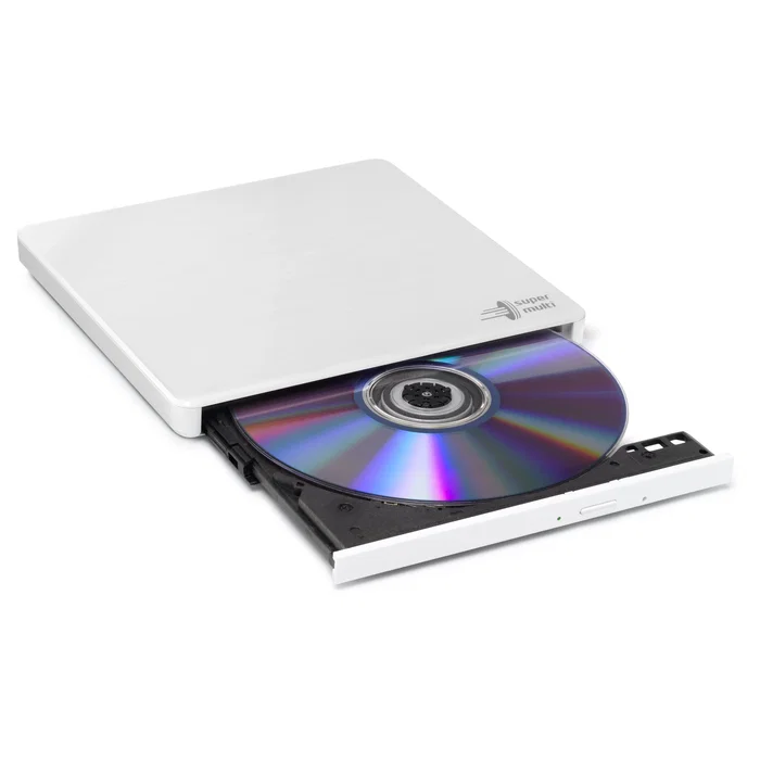 Hitachi-LG Unidad de Disco Óptico Portátil Ultra Slim DVD±RW Blanca, USB 2.0, 8x, Compatible con M-DISC, Silent Play, Windows 10 y Mac OS