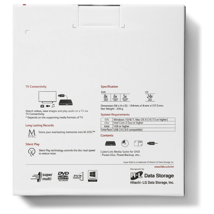 LG Grabadora Externo DVD-Writer Ultra Slim LG-H, Color Blanco LG Grabadora Externo DVD-Writer Ultra Slim LG-H, Color Blanco
