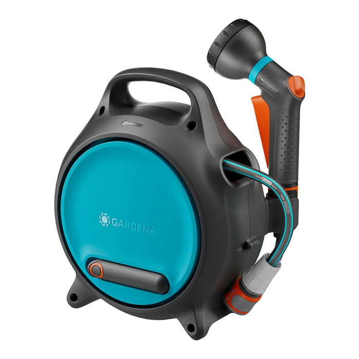 Gardena Move Enrollador de Manguera Portátil 10 m con Rociador Classic, Adaptador a Grifo, Soporte y Manivela Plegable Gardena Move Enrollador de Manguera Portátil 10 m con Rociador Classic, Adaptador a Grifo, Soporte y Manivela Plegable