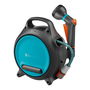 Gardena Move Enrollador de Manguera Portátil 10 m con Rociador Classic, Adaptador a Grifo, Soporte y Manivela Plegable