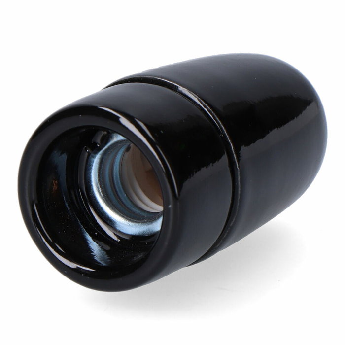 F-Line Portalámparas cerámico vintage E14, 60 W, negro F-Line Portalámparas cerámico vintage E14, 60 W, negro