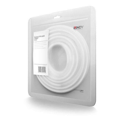 LINDY Patchkabel Cat7 S/FTP LSZH Blanco 0.30m, 47320, Cable de Red RJ-45 Macho, 10/100/1000Base-T(X), 600 MHz, RoHS, REACH, UL