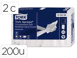 Tork H2 Toalla de Papel Secamanos Engarzada 2 Capas 21x32 cm Paquete 200 Unidades