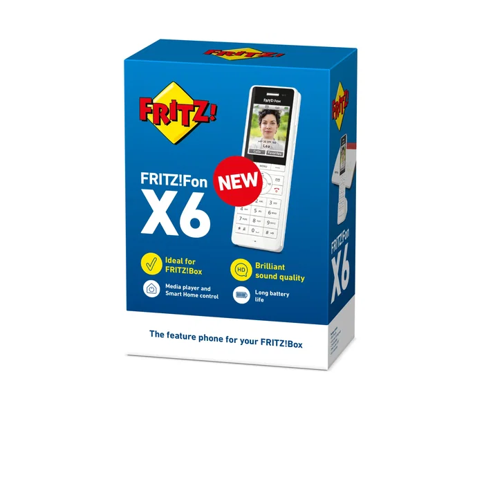 FRITZ! Fon X6 Teléfono DECT con Contestador, Identificador de Llamadas, Pantalla Color 2.4", Batería Larga Duración, Control Domótica, Full Duplex HD y Manos Libres - Color Blanco FRITZ! Fon X6 Teléfono DECT con Contestador, Identificador de Llamadas, Pantalla Color 2.4", Batería Larga Duración, Control Domótica, Full Duplex HD y Manos Libres - Color Blanco