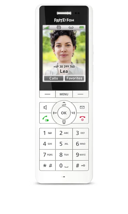 FRITZ! Fon X6 Teléfono DECT con Contestador, Identificador de Llamadas, Pantalla Color 2.4", Batería Larga Duración, Control Domótica, Full Duplex HD y Manos Libres - Color Blanco FRITZ! Fon X6 Teléfono DECT con Contestador, Identificador de Llamadas, Pantalla Color 2.4", Batería Larga Duración, Control Domótica, Full Duplex HD y Manos Libres - Color Blanco
