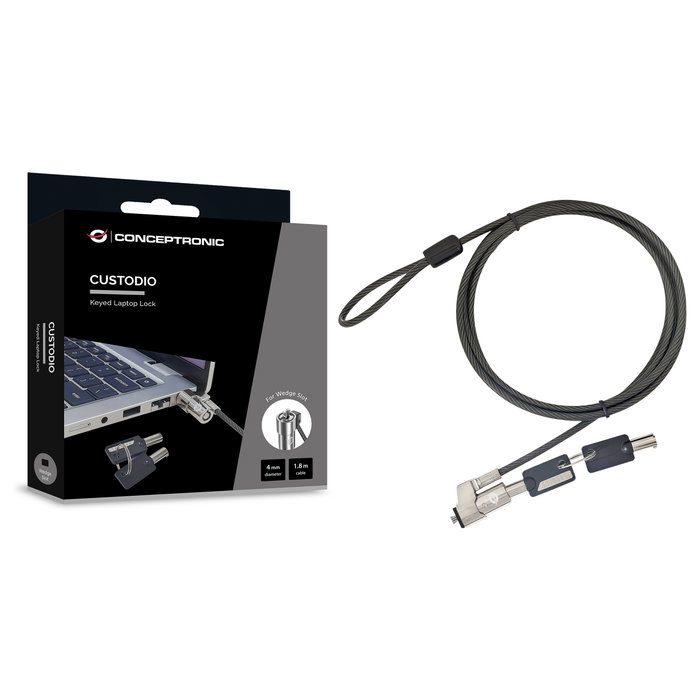 Conceptronic Candado de seguridad para portátil con ranura wedge 3.2x4.5mm y cable de 1.8m