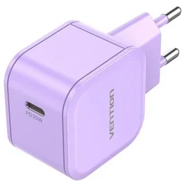 Vention FEJV0-EU Cargador de Pared USB-C 20W Carga Rápida PD GaN Morado