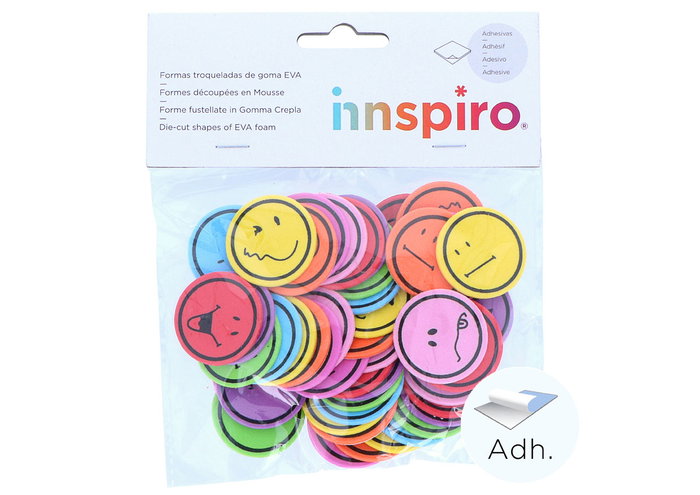 Innspiro Caras expresión de goma EVA adhesiva 37mm, 55 unidades