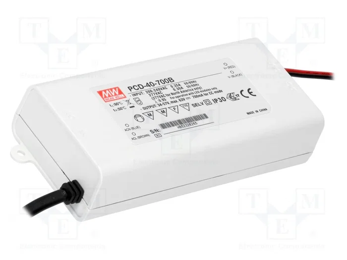 MEAN WELL PCD-40-700B Alimentador LED 39,9W 700mA MEAN WELL PCD-40-700B Alimentador LED 39,9W 700mA
