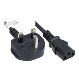 GoodConnections Cable de alimentación con enchufe tipo G y conector C13, 3 m, Negro