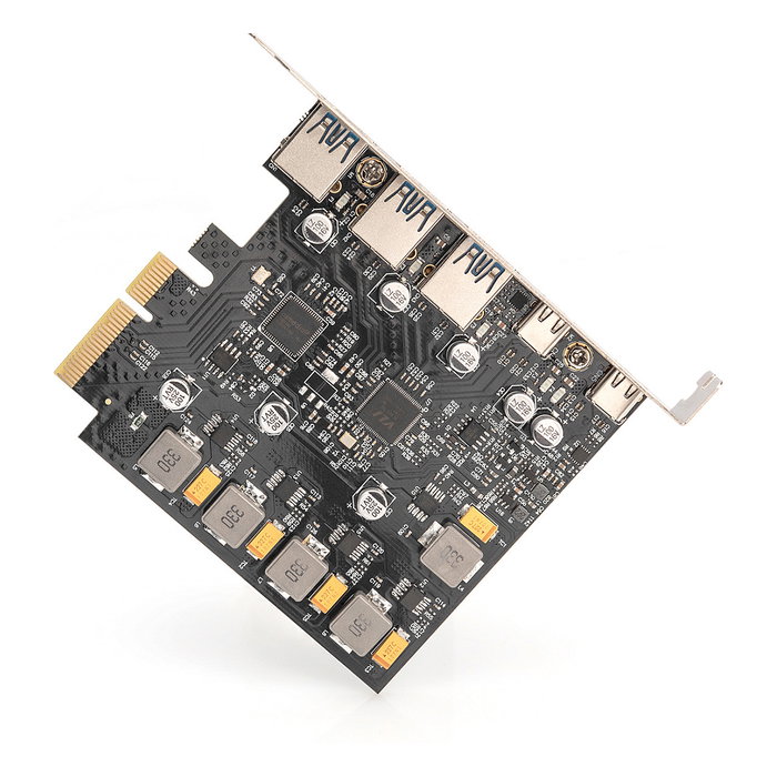 Digitus Tarjeta PCIe USB 3.2 Gen 2 - Tarjeta de Expansión PCIe con 2 Puertos USB Tipo-C y 3 Puertos USB Tipo A, 10 Gbit/s, para PC Windows/Linux