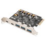 Digitus Tarjeta PCIe USB 3.2 Gen 2 - Tarjeta de Expansión PCIe con 2 Puertos USB Tipo-C y 3 Puertos USB Tipo A, 10 Gbit/s, para PC Windows/Linux