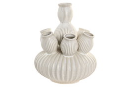 DKD Home Decor Jarrón de Cerámica Crema 28x28x35 cm