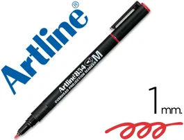 Artline EK-854 Rotulador Permanente Punta Redonda 1 mm, Tinta Roja para Proyección y Superficies
